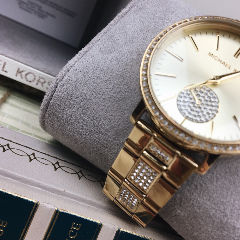 Michael Kors gold crystal bezel bracelet watch - Picture 8 of 8